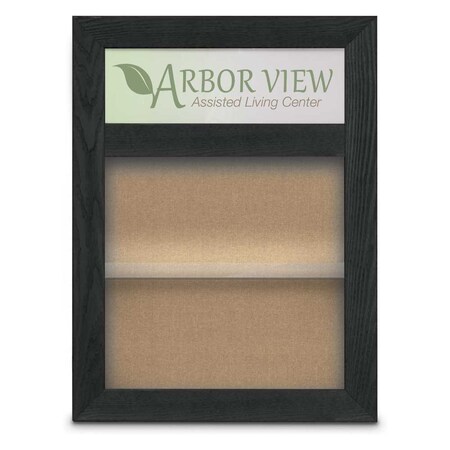 United Visual Products Outdoor Enclosed Combo Board, 48"x36", Gold Frame/Black Porcelain & Cork UVCB4836ODG-BLKPORC-CORK